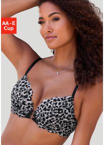 Push-up-BH Lascana, Damen, Gr. 85, Cup D, schwarz-wei&szlig; (leo, silberfarben), Microtouch, Obermaterial: 60% Polyamid, 35% Polyester, 5% Elasthan, BHs Push-up-BH, in aufregender Leo-Optik, sexy Dessous