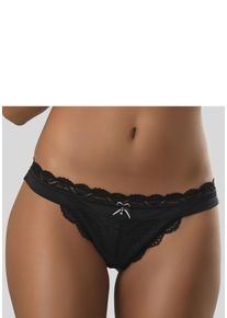 String Lascana "Premium Dessous", Damen, Gr. 36/38, schwarz, Spitze, Obermaterial: 90% Polyamid, 10% Elasthan, figurbetont, Unterhosen String, aus zarter Spitze mit feiner Zierschleife und Accessoire, Topseller