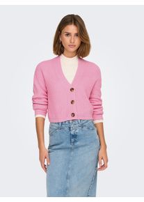 Strickjacke Only "ONLCAROL NICE L/S CARDIGAN KNT NOOS", Damen, Gr. XL, pink (prism pink), Strick, Obermaterial: 100% Polyacryl, unifarben, regular fit h&uuml;ftlang, V-Ausschnitt, Rippb&uuml;ndchen, Strickjacken Strickjacke, Kunstfaser, regular fit
