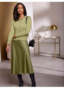 Cardigan Lady, Damen, Gr. 38, gr&uuml;n (schilf, meliert), 40% Wolle, 30% Polyacryl, 30% Polyamid, meliert, Strickjacken Cardigan