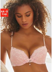 Push-up-BH Lascana, Damen, Gr. 70, Cup B, rosa (rose, creme), Microtouch, Obermaterial: 60% Polyamid, 35% Polyester, 5% Elasthan, BHs Push-up-BH, mit einzigartigen Kunstperlen-Details, sexy Dessous, Topseller