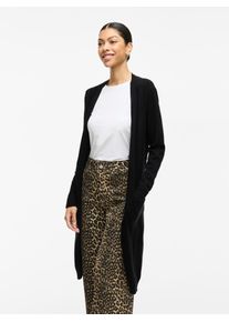 Longstrickjacke Vila "VIRIL LONG L/S KNIT CARDIGAN - NOOS", Damen, Gr. XS, schwarz, Feinstrick, Obermaterial: 50% Viskose, 27% Nylon, 23% Polyester, unifarben, l&auml;ssig geschnitten knielang, V-Ausschnitt, B&uuml;ndchen, Strickjacken Longstrickjacke, in knielanger Form