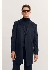 Kurzmantel Bugatti "Kaschmir", Herren, Gr. 60, blau (390, marine), 100% Kaschmir, unifarben, normal, normaler Saum, M&auml;ntel Kurzmantel, im Modern Fit mit Knopfleiste