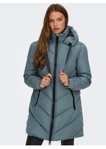 Jacqueline de Yong Steppmantel JDY "JDYSKYLAR LIFE HOOD JACKET OTW NOOS", Damen, Gr. M, grau (stormy weather detail:schwarz), Web, Obermaterial: 100% Polyester, unifarben, ca. Mitte Oberschenkel, Rippb&uuml;ndchen, M&auml;ntel Steppmantel
