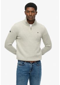 Strickpullover Superdry "COTTON KNIT HENLEY", Herren, Gr. 3XL, grau (grau marl), Strick, Obermaterial: 100% Baumwolle, meliert, slim fit h&uuml;ftlang, Rundhals, Rippb&uuml;ndchen, Pullover Strickpullover