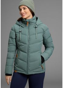 Winterjacke Kangaroos, Damen, Gr. 36, gr&uuml;n, grau, Web, Obermaterial: 100% Polyester. Futter: 100% Polyester. Wattierung: 100% Polyester, unifarben, figurbetont h&uuml;ftbedeckend, Rippstrickb&uuml;ndchen, Jacken Winterjacke, mit Kapuze und Kordelzug, Rei&szlig;verschlusstaschen und Innentasche