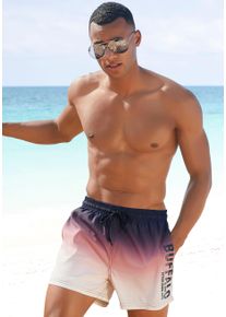 Badeshorts Buffalo "Rick", Herren, Gr. XL (54/56), N-Gr, orange (schwarz, orange), Microfaser, Microfaser, Polyester, Recycling-Polyester, Farbverlauf, Badehosen Badeshorts, mit Farbverlauf