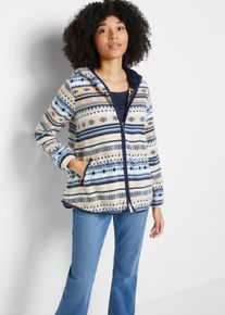 Fleecejacke bonprix "Kapuzen-Fleecejacke mit Norweger-Muster", Damen, Gr. 36/38 (S), beige (kieselbeige, wei&szlig; norwegermuster), Fleece, Obermaterial: 100% Polyester. Kapuzenfutter: 100% Polyester, gemustert, A-Linie Po-bedeckend, Rundhals, elastischer Bund, Jacken Fleecejacke, mit Norweger-Muster, mit Kapuze, kuscheliges Material