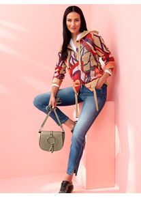 Strickjacke Heine, Damen, Gr. 50, braun (rot, camel, gemustert), 100% Baumwolle, gemustert, mehrfarbig, Strickjacken Strickjacke