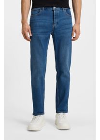 Tapered-fit-Jeans HUGO BLUE "Brody", Damen, Gr. 36, L&auml;nge 32, blau (navy419), Denim/Jeans, Obermaterial: 99% Baumwolle, 1% Elasthan, unifarben, gerade, unten schmal lang, Jeans Tapered-fit-Jeans, mit Stone-washed-Finish