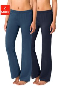 Jazzpants Vivance ACTIVE, Damen, Gr. 36/38, N-Gr, blau (1x jeans, 1x denim), Single Jersey, Obermaterial: 60% Baumwolle, 35% Polyester, 5% Elasthan, unifarben, Basic, Basic lang, Hosen Jazzpants, mit leicht ausgestelltem Bein, Loungewear, Topseller