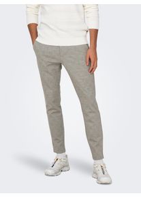 Only & Sons Chinohose ONLY & SONS "ONSMARK SLIM CHECK 020919 PANT NOOS", Herren, Gr. 33, L&auml;nge 32, grau (chinchilla), Web, Obermaterial: 64% Viskose, 31% Polyester, 5% Elasthan, meliert, slim fit kn&ouml;chellang, Hosen Chinohose, Topseller