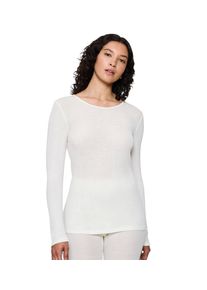 Langarmshirt Triumph "Beauty Layers LSL Top Wool", Damen, Gr. S, wei&szlig; (ecru wei&szlig;), Single Jersey, Obermaterial: 100% Wolle, h&uuml;ftbedeckend, Rundhals, Shirts Langarmshirt, weiche Wolle, lang&auml;rmelig, in Single-Jersey Qualit&auml;t