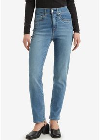 Levi's Straight-Jeans LEVI'S "724 HIGH RISE STRAIGHT", Damen, Gr. 33, L&auml;nge 32, blau (camp denim rhinestone), Denim/Jeans, Obermaterial: 80% Baumwolle, 19% Polyester, 1% Elasthan, straight fit lang, Jeans Straight-Jeans, CAMP DENIM RHINESTONE