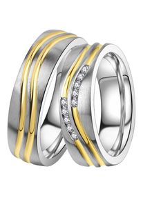 Trauring DOOSTI "Schmuck Geschenk Edelstahl Trauring Ehering Partnerring LIEBE" Gr. 58, gold (edelstahlfarben, gelbgoldfarben), Fingerringe, Damen, 58,mit Zirkonia, Edelstahl, 6mm, Trauring, Made in Germany, wahlweise mit oder ohne Zirkonia