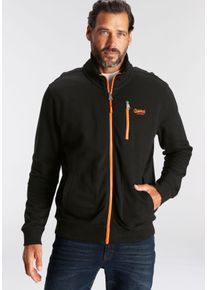 MAN'S WORLD Sweatjacke MAN'S WORLD, Herren, Gr. S (44/46), schwarz, angeraute Sweatware, Obermaterial: 60% Baumwolle, 40% Polyester, unifarben, normal, Rippb&uuml;ndchen, Sweatjacken Sweatjacke, mit kontrastfarbigem Rei&szlig;verschluss, Topseller