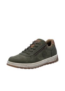 Sneaker Rieker, Herren, Gr. 41, gr&uuml;n (khaki, braun), Lederimitat, unifarben mit Farbeinsatz, Schuhe Sneaker, Freizeitschuh, Halbschuh, Schn&uuml;rschuh mit Kontrastbesatz