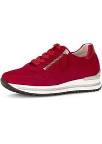 Keilsneaker Gabor "TURIN", Damen, Gr. 40, rot, Leder, Ziegenveloursleder, unifarben, Schuhe Sneaker, Freizeitschuh, Halbschuh, Schn&uuml;rschuh mit Wechselfu&szlig;bett, H-Weite