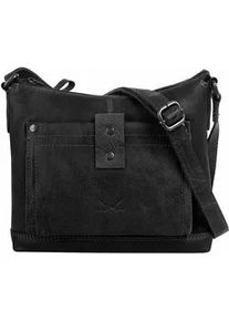 Umh&auml;ngetasche Sansibar, Damen, Gr. B/H/T: 23cm x 20cm x 10cm onesize, schwarz, Leder, vintage, Taschen Umh&auml;ngetasche, echt Leder