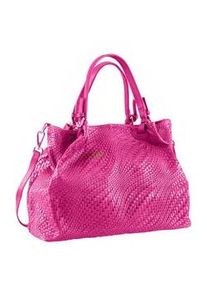 Schultertasche "Italy", Damen, Gr. B/H/T: 42cm x 31cm x 20cm onesize, pink, Leder, Collezione Alessandro, Taschen Schultertasche, in modischer Flechtoptik