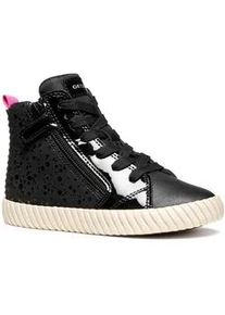 Sneaker Geox "J MIRROLESS GIRL", Damen, Gr. 25, schwarz, Lacklederimitat, Lederimitat, Textil, Schuhe Sneaker, Schn&uuml;rboots mit Warmfutter, Gr&ouml;&szlig;enschablone zum Download