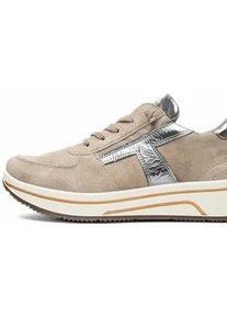 Sneaker Ara "SAPPORO", Damen, Gr. 4 (37), beige (hellbeige, metallic), Glattleder, Veloursleder, Schuhe Sneaker, Plateausneaker, Schn&uuml;rschuh in Komfortweite H (= sehr weit)