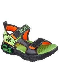 Sandale Skechers "CREATURE-SPLASH", Kinder, Gr. 27, schwarz (schwarz, limette skorpion), Lederimitat, Animal-Print, kontrastfarbene Details, Schuhe Sandale, Klettsandale mit coolem Motiv, Gr&ouml;&szlig;enschablone zum Download