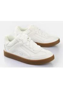 Sneaker Buffalo "LIBERTY ONE", Damen, Gr. 37, wei&szlig;, Lederimitat, Schuhe Sneaker, Schn&uuml;rschuh, Retro-Sneaker, Freizeitschuh mit weichem Schaftrand