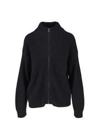 Strickjacke Urban Classics "Urban Classics Damen Ladies Knitted Zip Cardigan", Damen, Gr. M, schwarz, 50% Baumwolle, 50% Polyacryl, unifarben, loose fit, ohne Ausschnitt, Strickjacken Strickjacke
