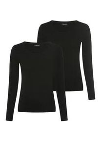 Langarmshirt YSABEL MORA, Damen, Gr. XL, schwarz, Single Jersey, Obermaterial: 95% Baumwolle, 5% Elasthan, figurbetont h&uuml;ftlang, Rundhals, Shirts Langarmshirt, Rundhals-Ausschnitt, weich, Baumwollmix, elastisch