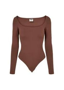 Langarmshirt Urban Classics "Urban Classics Damen Ladies Organic Longsleeve Body", M&auml;dchen, Gr. 4XL, bark, 95% Baumwolle, 5% Elasthan, unifarben, slim fit, eckiger Ausschnitt, Shirts Langarmshirt