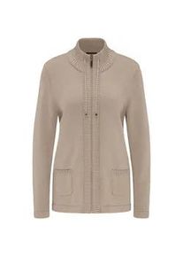 Strickjacke GOLDNER "Sportliche Strickjacke", Damen, Gr. 42, beige (taupe), Obermaterial: 50% Baumwolle CO. 50% Polyacryl PAN., Strickjacken Strickjacke