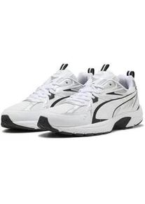 Sneaker Puma "Milenio Tech Sneakers Erwachsene", Damen, Gr. 42, schwarz-wei&szlig; (wei&szlig; schwarz silber metallic), Obermaterial: Textil, Synthetik; Futter: Textil; Innensohle: Textil; Laufsohle: Gummi, Schuhe Sneaker