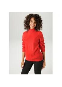 Strickpullover Aniston CASUAL, Damen, Gr. 36, rot, Strick, Obermaterial: 50% Viskose, 26% Polyamid, 24% Polyester, Rautenmuster, unifarben, oversize h&uuml;ftlang, Rippstrickb&uuml;ndchen, Pullover Strickpullover, im trendigen Rauten-Muster, Topseller