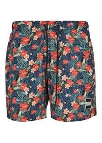 Badeshorts Urban Classics "Urban Classics Herren Pattern Swim Shorts", Herren, Gr. XXL, US-Gr&ouml;&szlig;en, blk, tropical, 100% Polyester, Badehosen Badeshorts