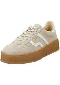Plateausneaker Gant "Cuzmani", Damen, Gr. 37, leuchtendes beige, sanftes wei&szlig;, Leder, Veloursleder, colorblocking, Schuhe Plateausneaker, Retro Sneaker, Schn&uuml;rschuh, Freizeitsneaker mit Lederfutter