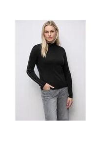 Rollkragenpullover Street One, Damen, Gr. 36, schwarz, Stoff, 30% Polyester, 29% Polyacryl, 21% Viskose, 20% Nylon, unifarben, normal normal, hoch geschlossener Ausschnitt, Rippb&uuml;ndchen, Pullover Rollkragenpullover, mit Tape Detail am &Auml;rmel