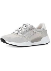 Sneaker Gabor "Sneaker low Materialmix Leder/Lederimitat", Damen, Gr. 40,5, grau, Schuhe Sneaker