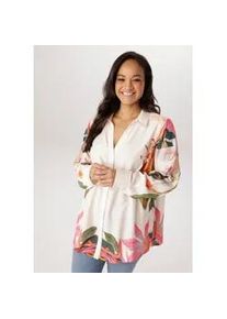 Hemdbluse ANISTON PLUS, Damen, Gr. 54, natur, pink, gr&uuml;n, orange, rose, Web, Obermaterial: 100% Viskose, bedruckt, gebl&uuml;mt, gemustert, figurumspielend Po-bedeckend, V-Ausschnitt, 1-Knopf-Manschette krempelbar, Blusen Hemdbluse, aus weich fallender Viskose - NEUE KOLLEKTION