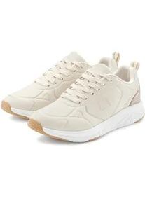 Sneaker Lascana "Freizeitschuh, Schn&uuml;rschuh, Turnschuhe", Damen, Gr. 37, gold (beige, goldfarben), Obermaterial: 100% Lederimitat. Decksohle: 100% Textilmaterial. Futter: 100% Textilmaterial. Laufsohle: 100% Synthetik, kontrastfarbene Details, unifarben, unifarben mit Farbeinsatz, Schuhe Sneaker, mit Farbakzenten VEGAN