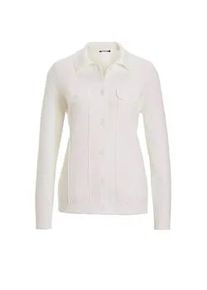 Strickjacke GOLDNER "Kurzgr&ouml;&szlig;e Baumwoll-Cardigan in roter Jeansoptik", Damen, Gr. 24, wei&szlig; (cremewei&szlig;), Obermaterial: 50% Baumwolle CO. 50% Polyacryl PAN., Strickjacken Strickjacke