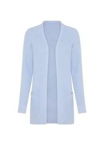 Strickjacke Tamaris, Damen, Gr. 36/38, hellblau, Strick, Obermaterial: 50% Baumwolle, 50% Polyacryl, unifarben, Basic, figurumspielend lang, V-Ausschnitt, Strickjacken Strickjacke, mit Taschen und moderner Perlstrickstruktur