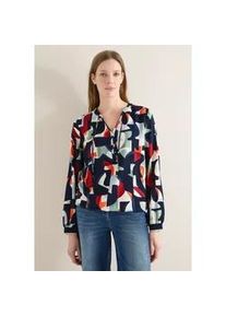 Langarmbluse Cecil, Damen, Gr. L (42), universal blau, Stoff, 100% Viskose, gemustert, klassisch normal, Rundhals, Rippb&uuml;ndchen, Blusen, aus satinierter Viskose