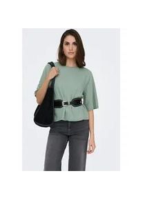 Rundhalspullover Only "ONLLOYAL 2/4 O-NECK KNT NOOS", Damen, Gr. L, chinois gr&uuml;n detail:melange, Strick, Obermaterial: 80% Polyester, 20% Nylon, meliert, normal, Rundhals, Pullover Rundhalspullover, mit Halbarm