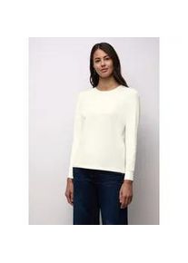 Langarmshirt Street One, Damen, Gr. 44, sanftes wei&szlig;, Web, 95% Baumwolle, 5% Elasthan, unifarben, normal normal, Rundhals, B&uuml;ndchen, Shirts Langarmshirt, mit Rundhalsausschnitt