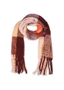 Modeschal Capelli New York, Damen, braun combo, Strick, Polyester, kariert, mehrfarbig, Modet&uuml;cher, lange Fransen, Feinstrick, w&auml;rmend