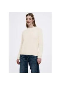 Rundhalspullover STREET ONE STUDIO, Damen, Gr. 40, soft beige, Stoff, 89% Polyester, 11% Baumwolle, unifarben, comfort fit normal, Rundhals, Rippb&uuml;ndchen, Pullover Rundhalspullover, mit Strick-Detail