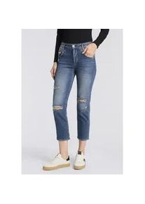 5-Pocket-Jeans Herrlicher "Breezy Cropped Denim", Damen, Gr. 29, N-Gr, iconic destroy, Denim/Jeans, Obermaterial: 99% Baumwolle, 1% Elasthan, Destroyed-Effekte, straight fit 7/8-L&auml;nge, Jeans 5-Pocket-Jeans, Straight Fit mit Destroyed-Effekten