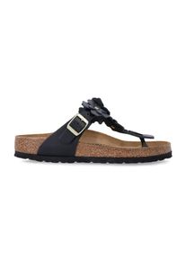 Birkenstock Sandalen - Gizeh Black Leather Flower Sandals - Gr. 38 (EU) - in Braun - f&uuml;r Damen