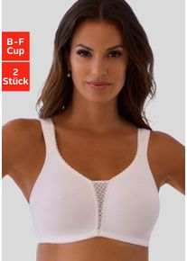 Entlastungs-BH Nuance, Damen, Gr. 95, Cup D, schwarz (schwarz, wei&szlig;), Jersey, Obermaterial: 90% Baumwolle, 5% Elasthan, 5% Polyamid, BHs Entlastungs-BH, ohne B&uuml;gel aus weicher Baumwolle, mit h&uuml;bschem Spitzeneinsatz, Topseller